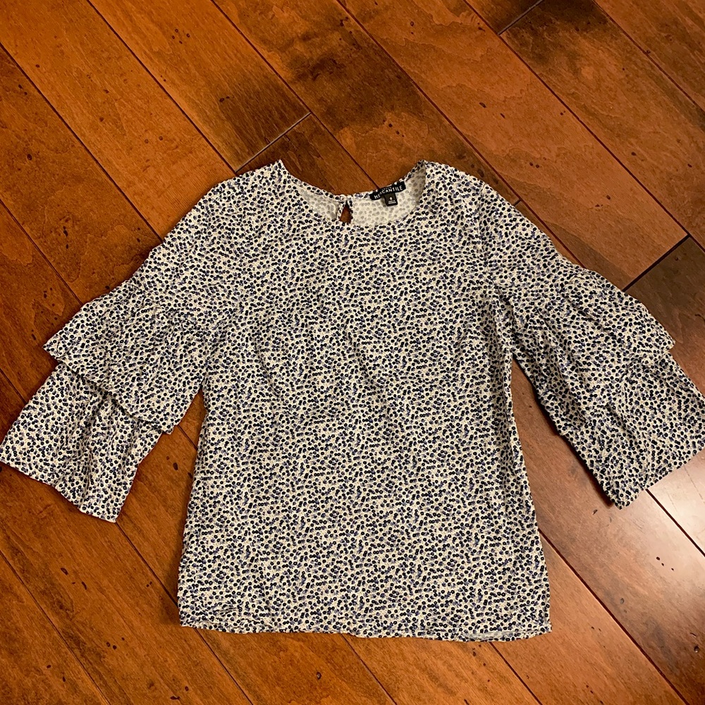 Floral Ruffle-Sleeve Blouse